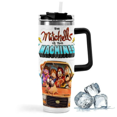 

The Mitchells vs the Machines car cThe Mitchells vs the Machines has an iconic print is durable with insulation and features a leak-proof lid. Perfect for fans.