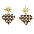 thumbnail image 1 of Pendientes de lujo con forma de estrella chapados en oro de 18 quilates y incrustaciones de circonita cúbica en forma de corazón, color negro, 1 of 4