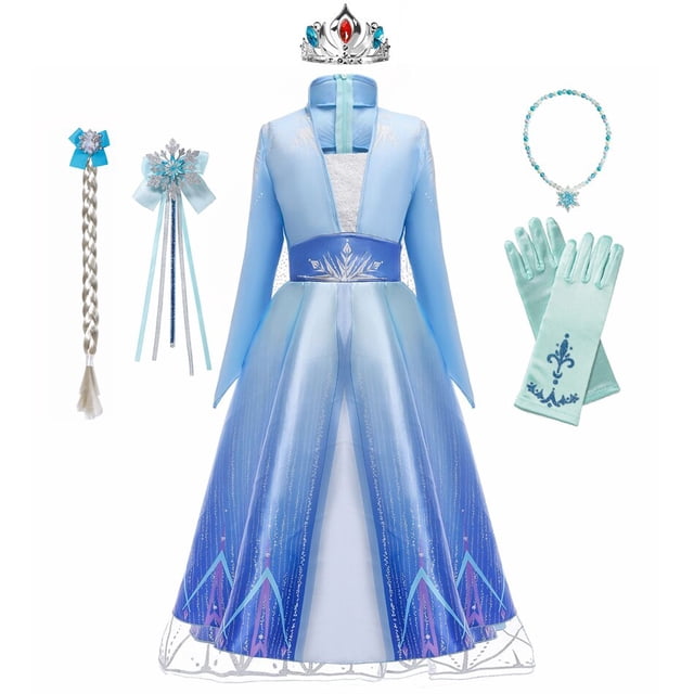 Frozen-vestido de princesa Elsa 2 para niñas, disfraz de princesa, Vestidos de fantasía para niños, Reina de la nieve, Disney