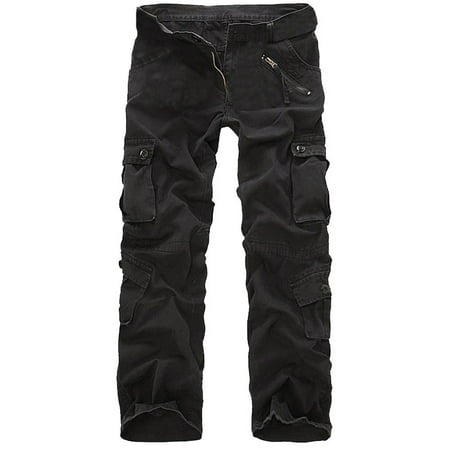 

Dadaria Cargo Pants Men Baggy High Waist Men Cotton Multi with Pocket Outdoors Work Trouser Cargo Long Pants Black 40 Female