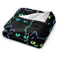 thumbnail image 2 of Cute Cat Silhouettes Neon Blanket, Soft Blankets Flannel Bed Throw Cozy Lightweight Plush Gifts For Kids Boys Girls Women Men Sofa Couch Bedroom Living Rooms Warm All Season, Home Decor, Small 50"x40", 2 of 6