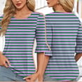 thumbnail image 2 of Womens T Shirts Short Sleeve Tops Dressy Casual Blouses Spring Summer Outfits Flowy Pleated Front Scooped Neck, 2 of 5