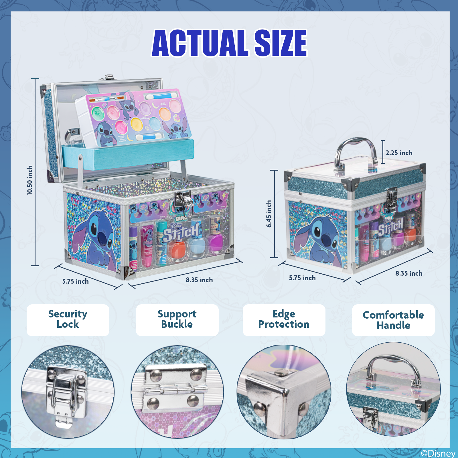 Disney Stitch Kids Makeup Kit For Girls With Train Case photo 8