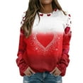 thumbnail image 2 of Bjutir Valentines Day Women Tops O Neck Sweatshirt Round Neck Fit Pullover Tops Casual Long Sleeve Workout Shirts Loose Blouse, 2 of 6