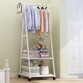 thumbnail image 1 of SUSUZI 63" Rolling Garment Rack with Wheels, 2 Storage Shelves, 66LBS Capacity Metal Coat Rack for Bedroom Cloakroom Laundry Room (White), 1 of 8