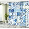thumbnail image 5 of Ambesonne Azulejos Shower Curtain, Porto Ceramic Style Motif, 69"Wx75"L, White Blue Grey Yellow, 5 of 5