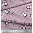 thumbnail image 3 of Soimoi Moss Georgette Fabric Snowman & Penguin Kids Printed Fabric 1 Yard 42 Inch Wide, 3 of 3
