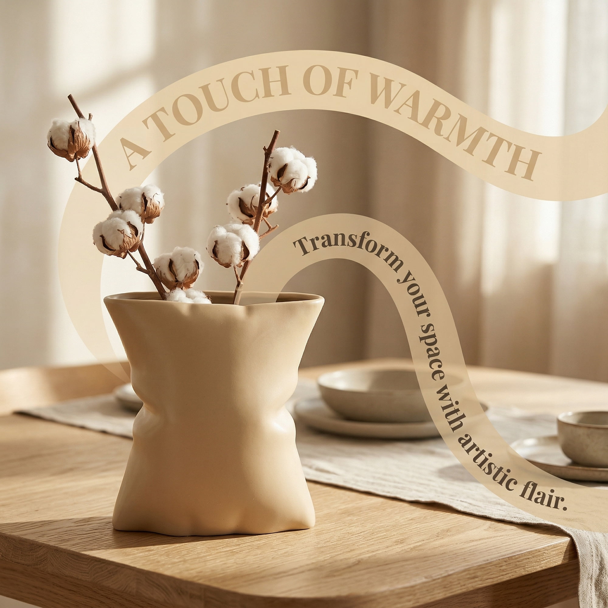 Unique Bargains Modern Ceramic Large Opening Flower Vase Khaki 5.6"L x 4.2"W x 6.2"H