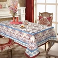 thumbnail image 6 of Arabesque Tablecloth,Blue Brick Red Floral PatternTable Cloth, French Country Tablecover for Rectangle Tables 60 x 84,Perfect for Kitchen Dinner, Restaurant ,Holiday Picnic Party Table Cover, 6 of 6