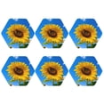 thumbnail image 2 of Pofeuu Blue Sky Sunflower Print Leather Coasters Set of 6, Round Cups Mugs Mat Pad for Home Kitchen Heat Resistant Drink Coasters,Hexagon, 2 of 7