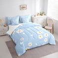 thumbnail image 3 of jejeloiu Cute Cartoon Daisy 7-Piece Twin Bedding Sets,Kawaii Flower Floral Bedding Comforter Set,White Blue Sheet Sets For Teens,Super Cozy Room Decor Reversible, 3 of 8