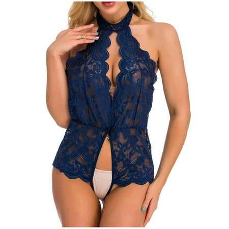 

Clearance Up to 50% off AIEOTT Lingerie for Women One Piece Lingerie Sexy Lace Bodysuit Deep V Teddy Babydoll Soft Lace Lingerie Set Valentines Day Gifts for Women and Loves