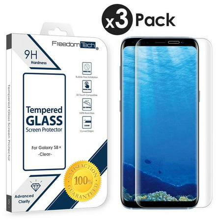 Galaxy S8 Plus Screen Protector Tempered Glass, FREEDOMTECH 3D Curved Full Screen Coverage For Samsung Galaxy S8 Plus Tempered Glass Screen Protector (6.2