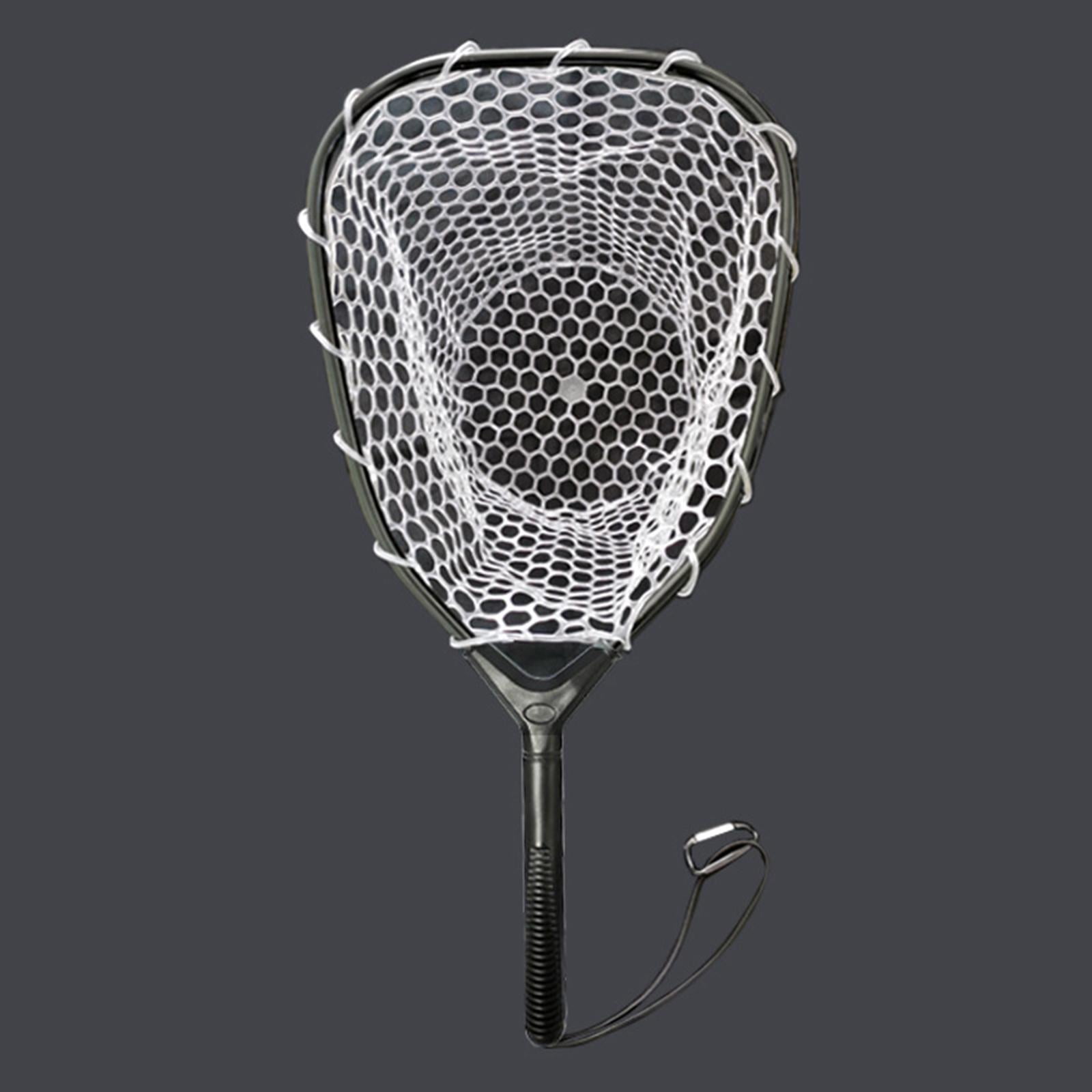 QccHieUs Fishing Landing Net Catching Mesh Net Nonslip Grip Sturdy Fishing Tool Catch and B