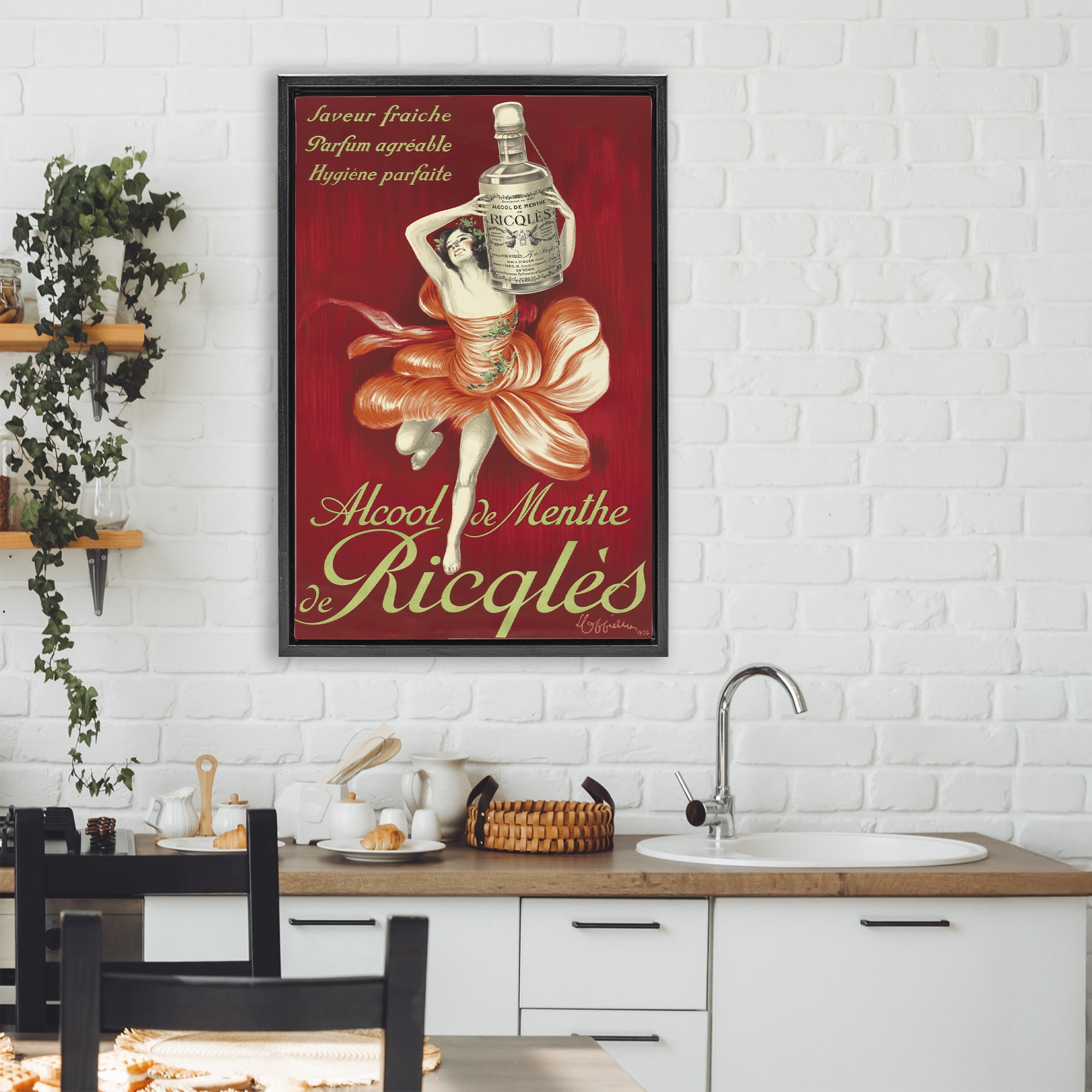Stupell Industries Vintage Herbal Remedy Advertisement Black Framed Floater Canvas Wall Art, design by Leonetto Cappiello