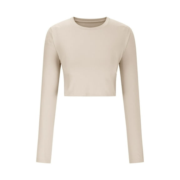 Luxalzxs Lightweight Basic Crop Tops Slim Fit Long Sleeve Workout Tops for Women Athletic Yoga Running Cropped Tops Slim Fit Gym Shirts