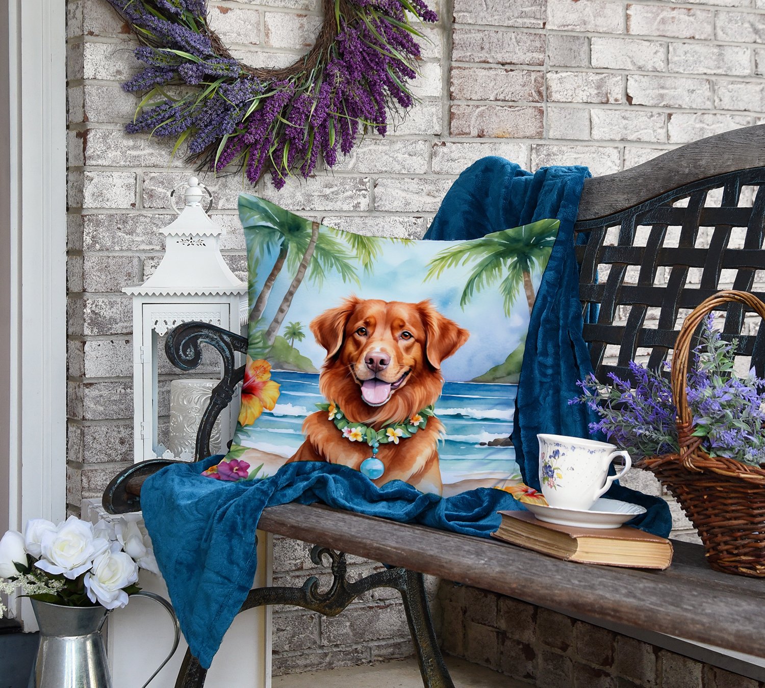 Nova Scotia Duck Tolling Retriever Luau Throw Pillow 18 in x 18 in