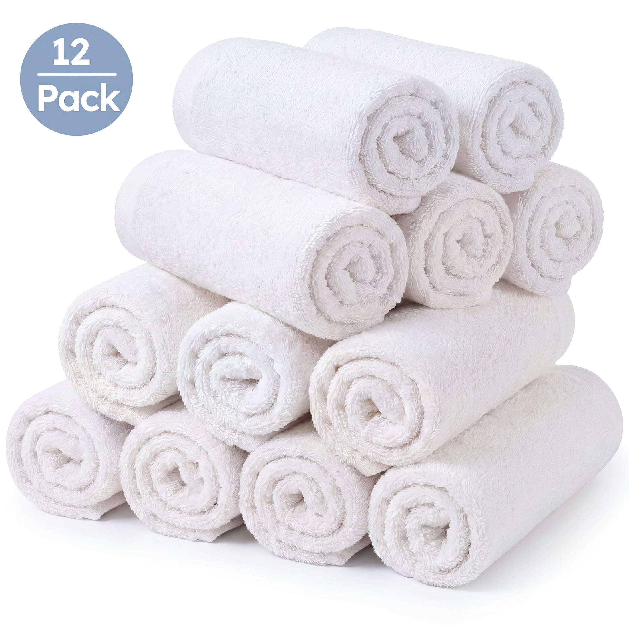 YOOFOSS Luxury Bamboo Baby Washcloths Towel Set 12 Pack 10x10inch Face towels for Bathroom-Hotel-Spa-Kitchen Multi-Purpose Fingertip Towels & Hand Towels