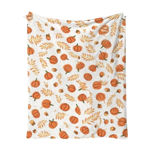 Luoshdecor Fall Pumpkin Plush Blanket, Thanksgiving Decorations Farmhouse Style for Harvest Party,Seasonal Gift and Home Decor 39x27.6Inch