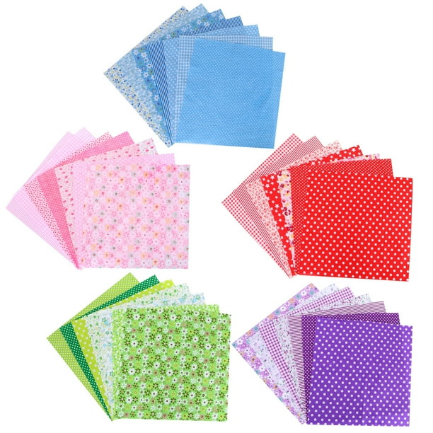 FELTECHELECTR 5 paquetes de telas de algodón estampadas de tejido liso, hechas a mano, para manualidades, coloridas, para patchwork, precortadas, para costura, scrapbooking (7 piezas por paquete).