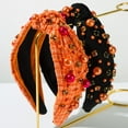 thumbnail image 4 of Halloween Headband for Women, Crystal Pearl Knotted Hairband, Beaded Jeweled Embellished Wide Top Knot Headband, Halloween Accessories Costume Party Favors, 4 of 4