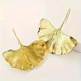 thumbnail image 5 of 2Pair Vintage Ginkgo Leaf Ear Hooks Gold Leaf Texture Pendant Earrings, 5 of 5