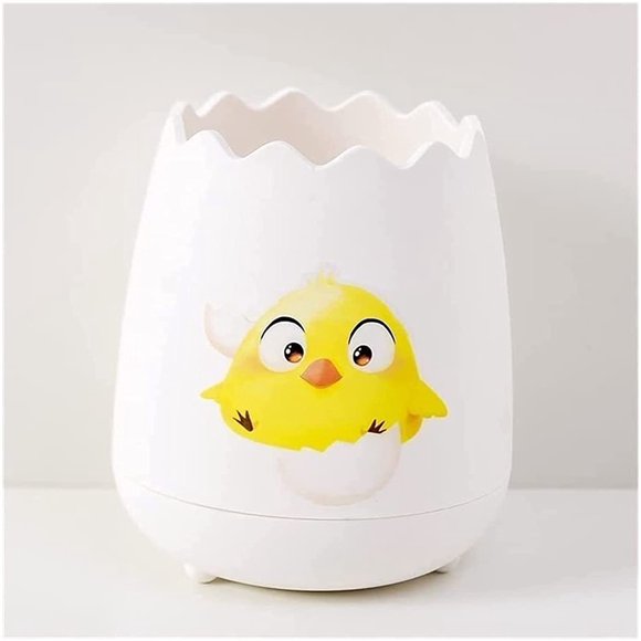Caja de almacenamiento de lápices de cáscara de huevo pequeña, lindo soporte para lápices, caja para bolígrafos, decoración para escritorio, organizador de suministros de oficina ( blanco)