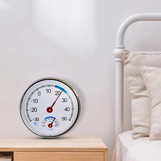 Medidor de temperatura higrómetro redondo, indicador de medición de humedad de alta precisión para invernadero interior, mesa, sala de estar, exterior sin perfecl Higrómetro interior