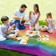 thumbnail image 4 of Rainbow Print Picnic Blanket Waterproof Beach Blankets Sandproof Large Mat with Storage Bag Camping Grass Travel Hiking Park 78"x78", 4 of 6