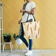 thumbnail image 4 of FORMRS Womens Canvas Tote Bag with Zipper Inner Pocket Shoulder Handbag, Wheat Ears Pattern, 4 of 7