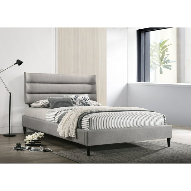 Luxeo Chester King Size Upholstered Platform Bed In Gray Fabric With Wenge Legs Com Luxeo Chester King Size Upholstered, Luxeo Lexington King Size Square Platform Contemporary Bed