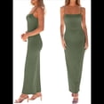 thumbnail image 2 of Vestido Ajustado con Tirantes Finos para Mujer, Informal, de Verano Verde L, 2 of 8