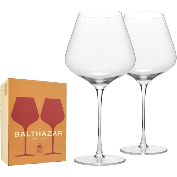 Balthazar Giant Wine Glass - Premium Crystal Wine Glasses Set of 2 - Fits Entire 750 ml Bottle