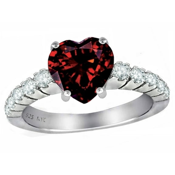 Star K� 8mm Heart Shape Genuine Garnet Ring