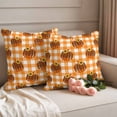thumbnail image 2 of Leopard Pumpkin Fall Outdoor Waterproof Pillow Covers, Thanksgiving Orange Buffalo Check Decorative Square Throw Pillowcase Sofa Cushion Sham for Patio/Couch/Chair, 20"x20" 2 Pack, 2 of 8