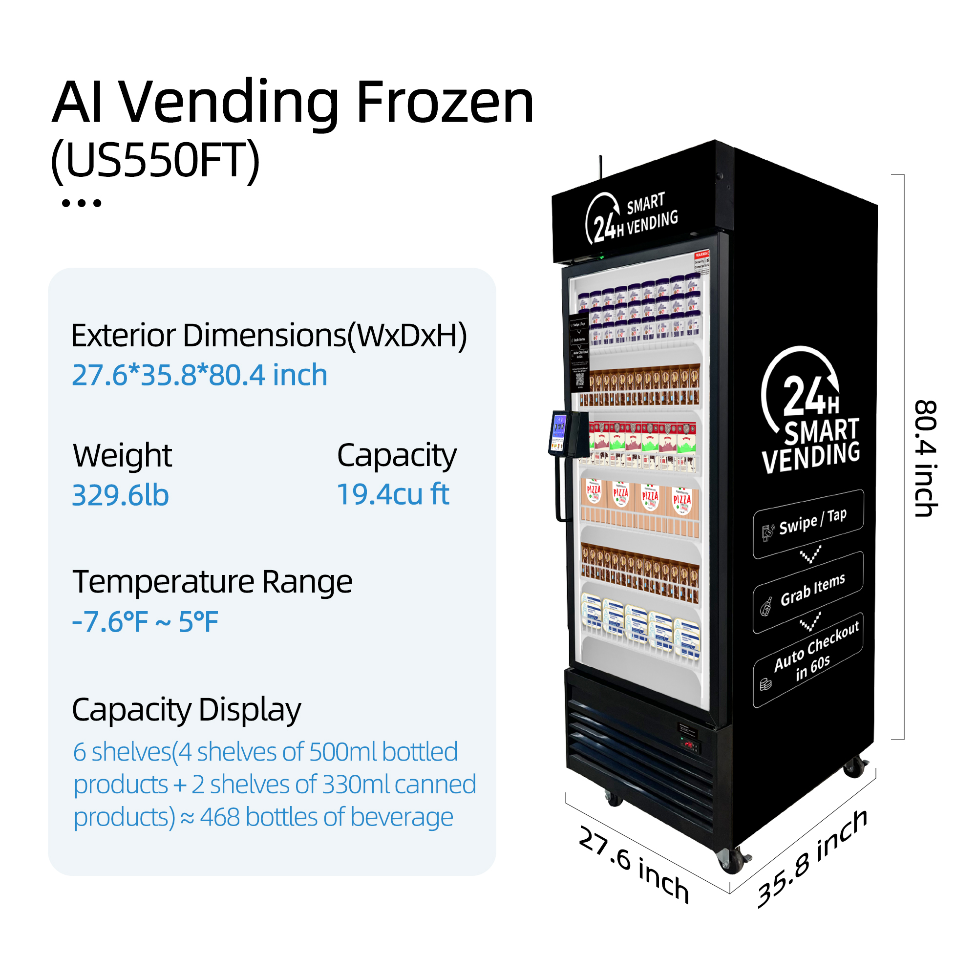 HAHA  Smart Vending Machine - 378 Bottle Capacity with Visual AI Checkout and Business Management App (ETL Certified)