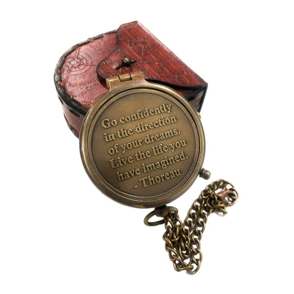 NauticalMart Brass Compass Go Confidently Directional Magnetic Pocket Gift for Camping, Hiking and Touring