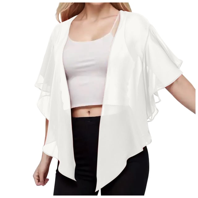 YOUSNH Châles et Étoles en Mousseline pour Femmes, Ouvert à l'Avant, Cardigan à Nouer pour Robe de Soirée, Châles et Étoles pour Robes de Soirée, Transparent, Taille Unique
