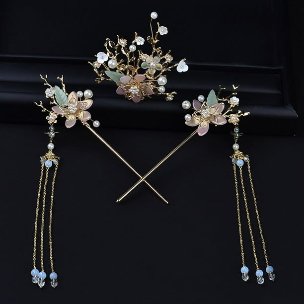 Uds Palillos Chinos para El Cabello Borla Flor Pasadores para El