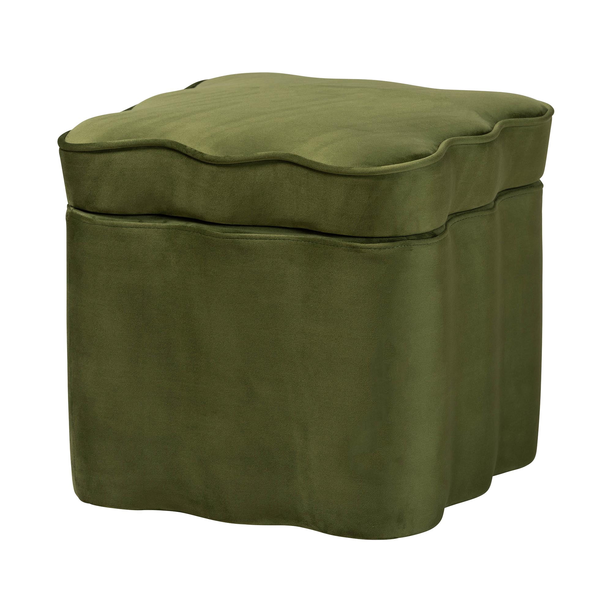 bali & pari Paulina Modern Luxe Storage Ottoman, Moss Green