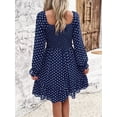 thumbnail image 3 of Women's Smocked Polka Dot Long Sleeve Dress 100% Polyester Fabric with Sheer Bodice and Slight Stretch for Day to Night, 3 of 9