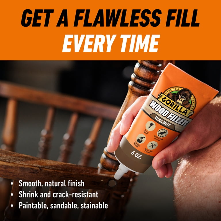 Gorilla Wood Filler Walnut Color, 6 Ounce Tube photo 4