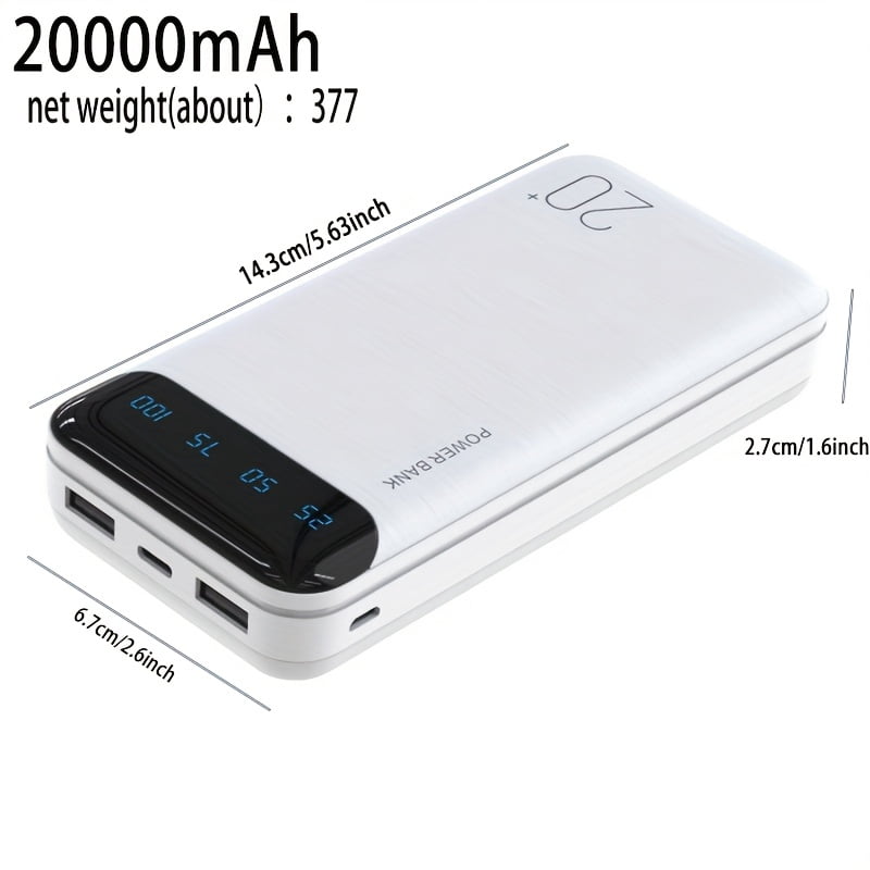 High-Capacity Outdoor Emergency Backup Power Supply of 10000/20000Mah. Features 2Xusb Outputs; Type-C And Input Ports, LED Digital Battery Display, And a Safe, Stable Polymer Lithium Battery,