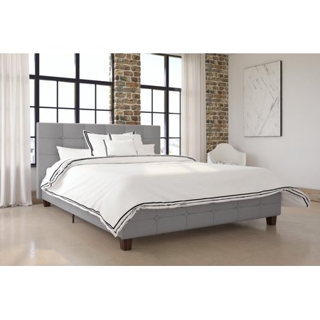 DHP Rose Linen Tufted Upholstered Platform Bed, Button Tufted Headboard and Footboard with Wooden Slats, Multiple Colors, Multiple Sizes