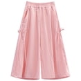 thumbnail image 1 of MIASHUI Girls Wide Leg Pants Summer Casual Solid Color Loose Fit Trousers,Pink,3-4 Years, 1 of 9
