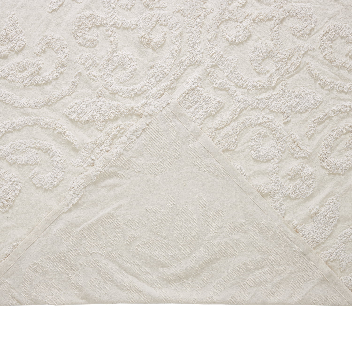Better Trends 2 Piece Twin Bedspread Set 100% Cotton Tufted Floral Vineyard Pattern Soft & Luxurious Feel, Machine Washable (Ivory) Rylee Collection