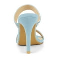 thumbnail image 2 of BLISSFUL STEP Women's Open Toe Stiletto High Heel Rhines Mules Sandals Light Blue 9, 2 of 7