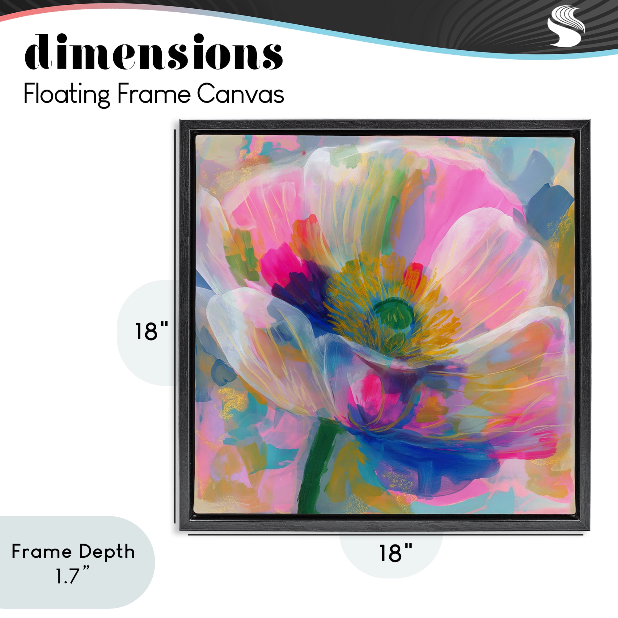 Stupell Industries Backlit Kaleidoscopic Poppy Black Framed Floater Canvas Wall Art, design by Chromatic Storm Studio