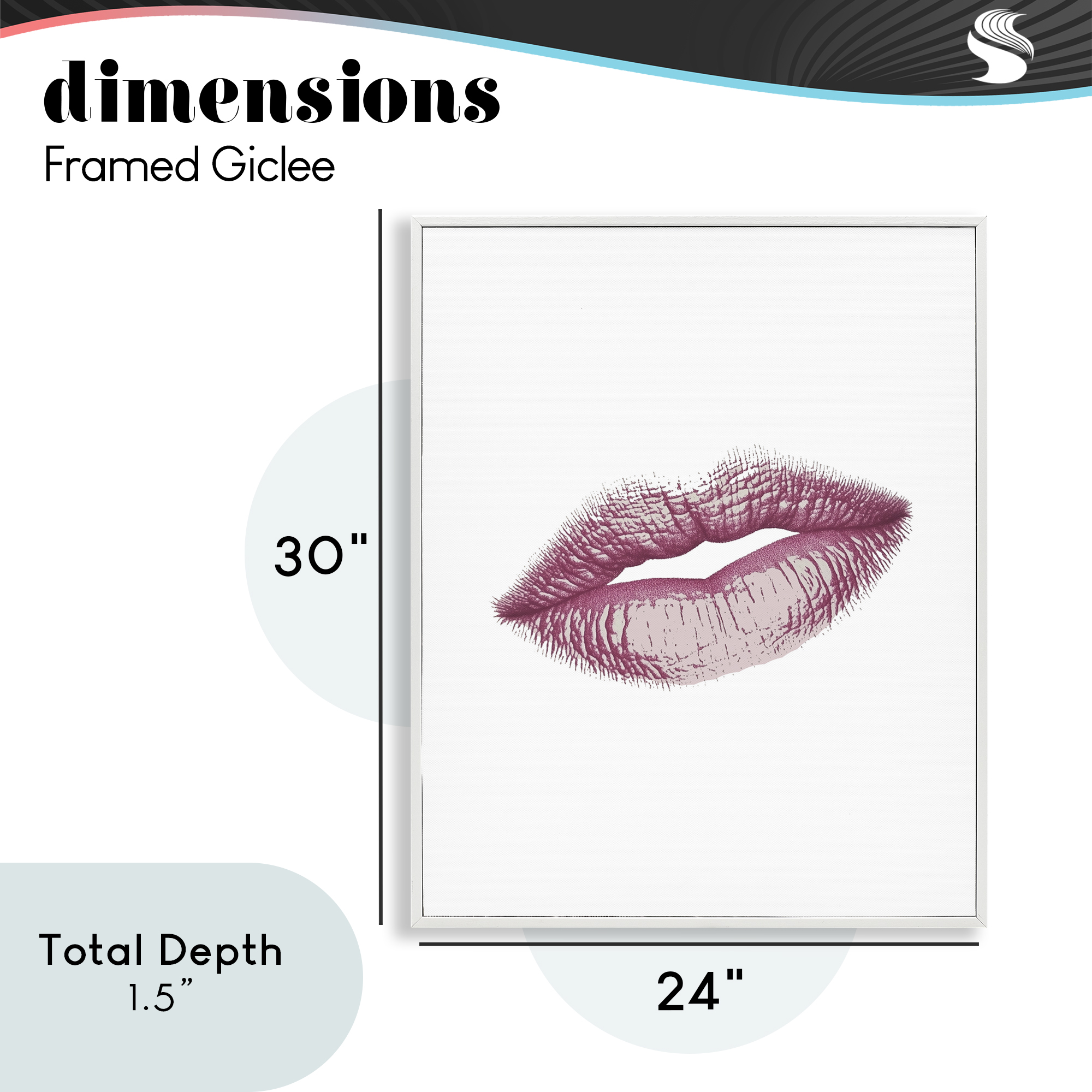 Feminine Pink Lips Glam White Framed Giclee Art, design by Christine Simpson Art