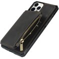 thumbnail image 5 of Wallet Case with Card Holder for iPhone 12 Pro Max,RFID Blocking Luxury PU Leather Kickstand Card Slots,Magnetic Clasp and Wrist Strap Zipper Pocket Flip Case for iPhone 12 Pro Max 6.7",Black, 5 of 7